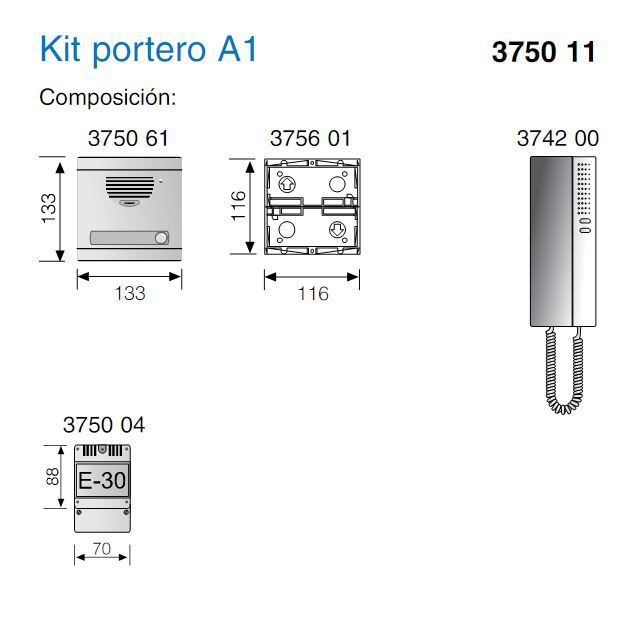 Tegui kits audio convl Kit portero a1 con placa+telefono serie 7 