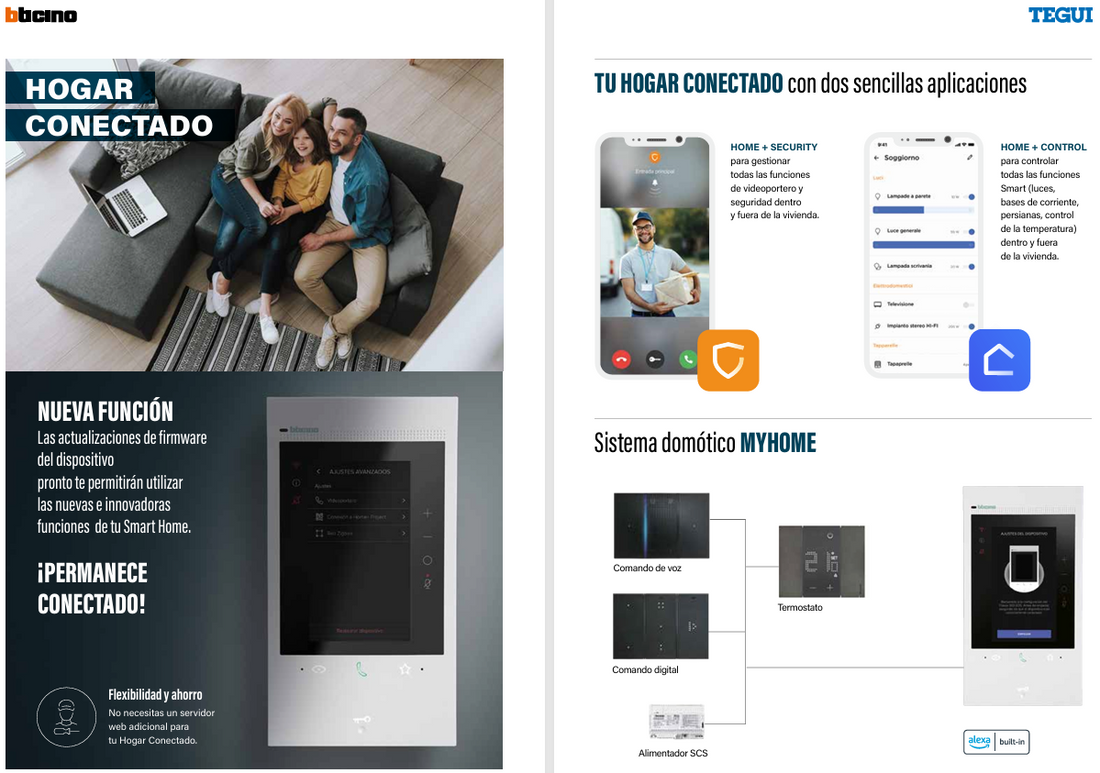 BTicino Tegui Hogar Conectado - Apps HOME+SECURITY y HOME+CONTROL con sistema domótico MyHome