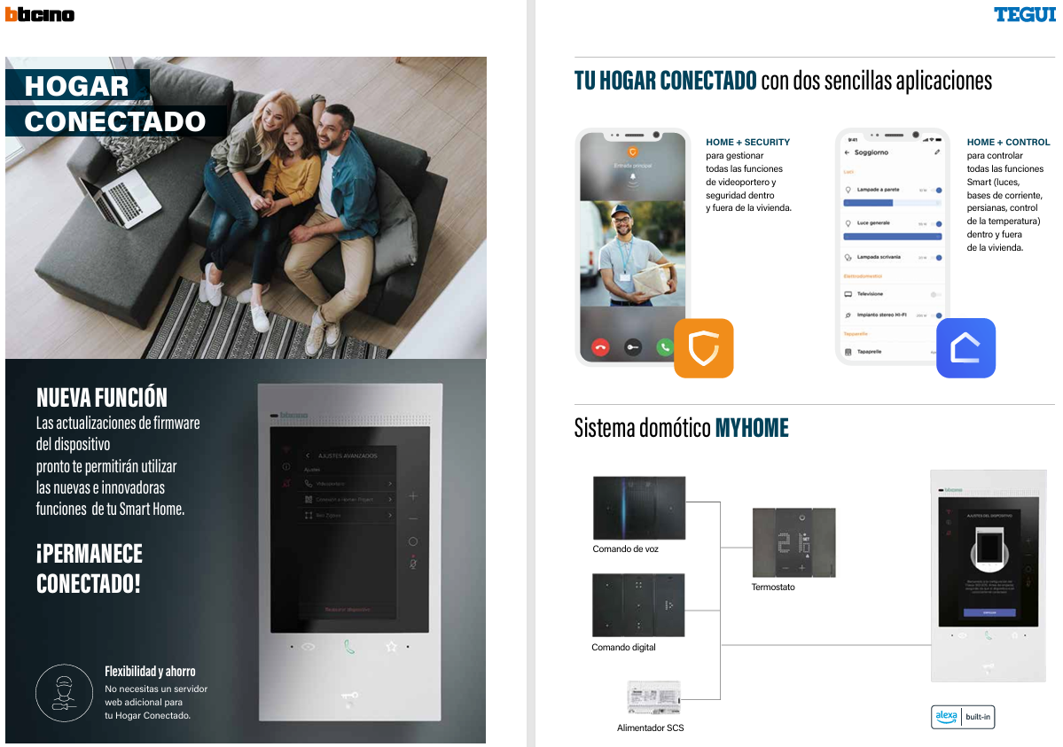 BTicino Tegui Hogar Conectado - Apps HOME+SECURITY y HOME+CONTROL con sistema domótico MyHome