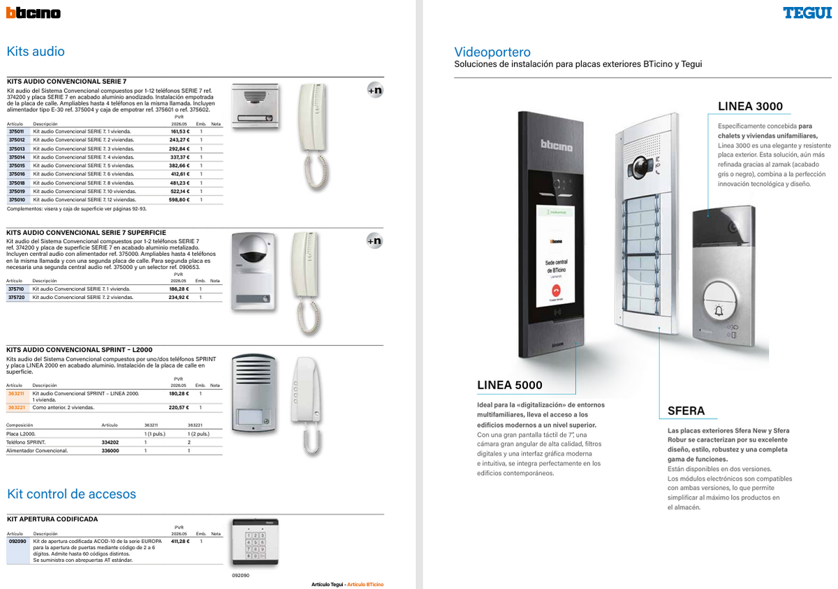 Audio- en Video-Deurintercom Kits Tegui BTicino | Installateursgids ...