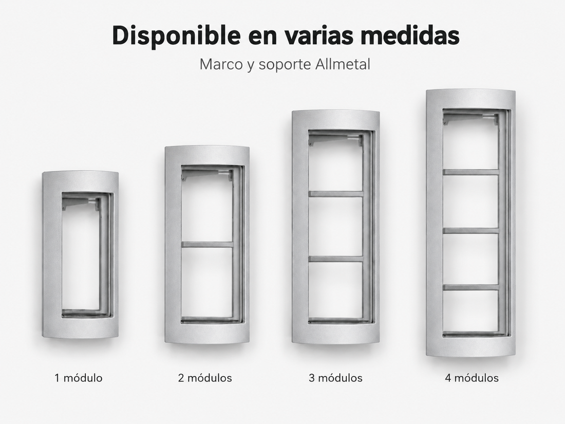 Marco y Soporte Allmetal Tegui Serie Sfera New disponible en 1, 2, 3 y 4 módulos