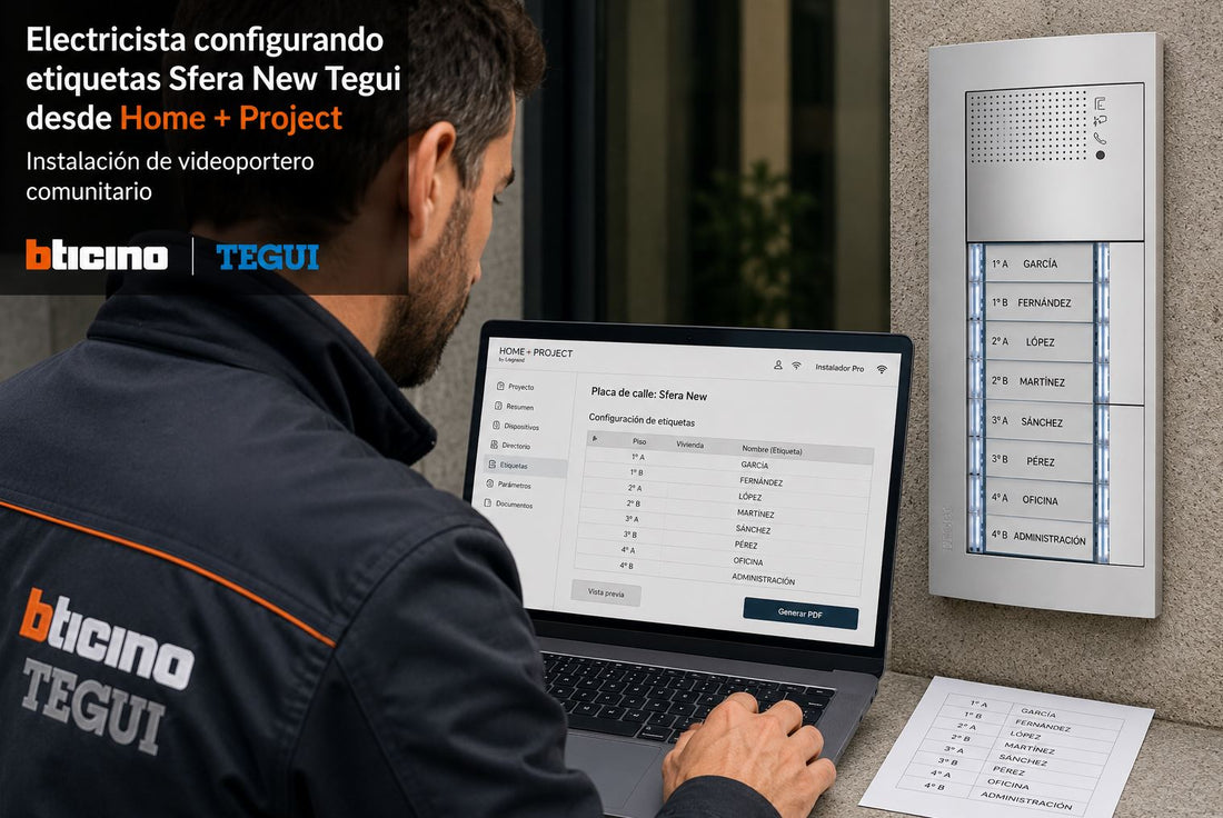 Generador de etiquetas para placas Sfera New Tegui y BTicino - Guía 2026