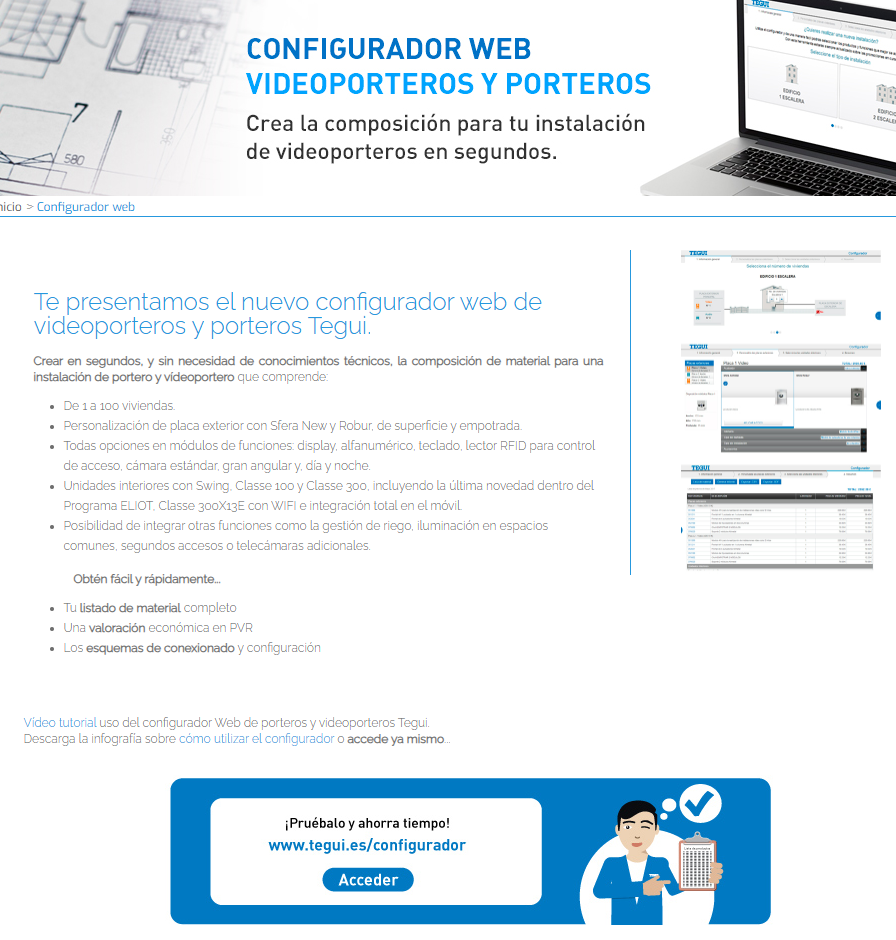 Configurador Web de Videoporteros y Porteros Tegui