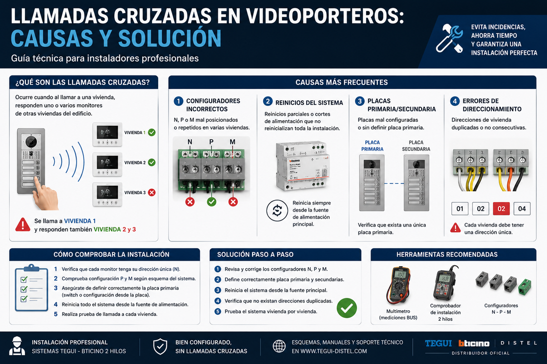 Llamadas cruzadas en videoporteros Tegui: causas y solución