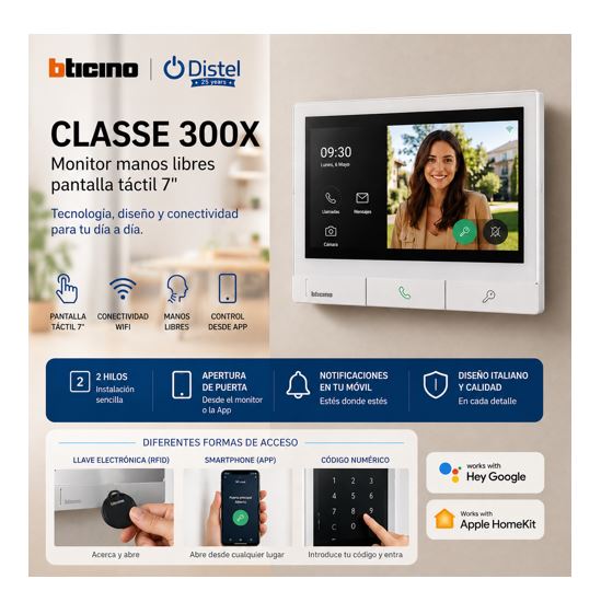 Monitor Classe 300X New Tegui BTicino 344745 - pantalla táctil 7 pulgadas