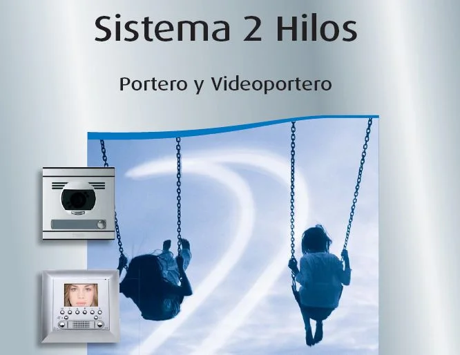 Imagen original «Sistema 2 Hilos. Portero y Videoportero», con placa exterior, monitor y dos columpios.
