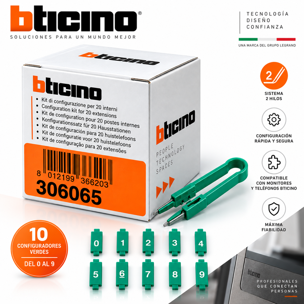 306065 Kit de Codificadores bticino Tegui |  Verdes 2 Hilos