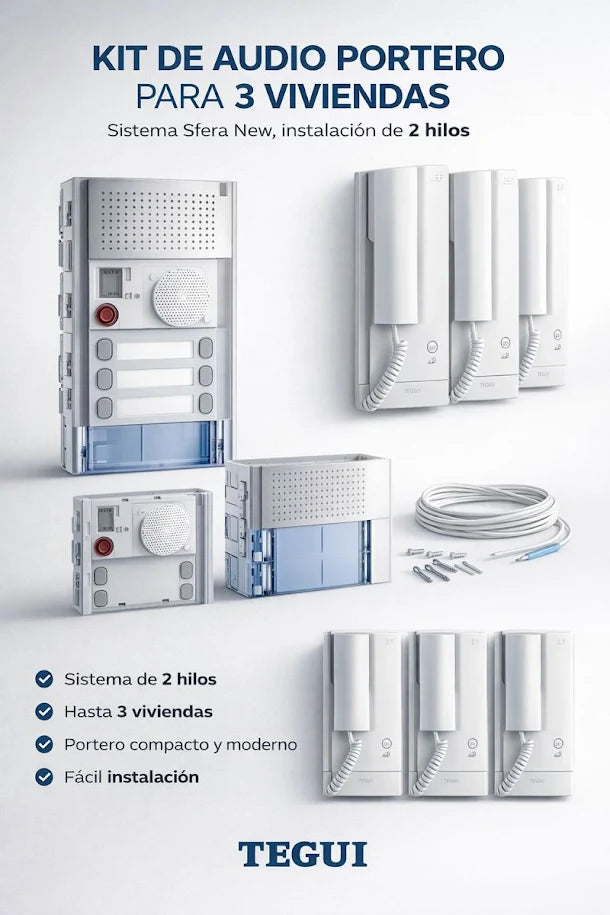 Budget per il sistema citofonico audio a 2 fili Sfera New Tegui audio6s per 6 case
