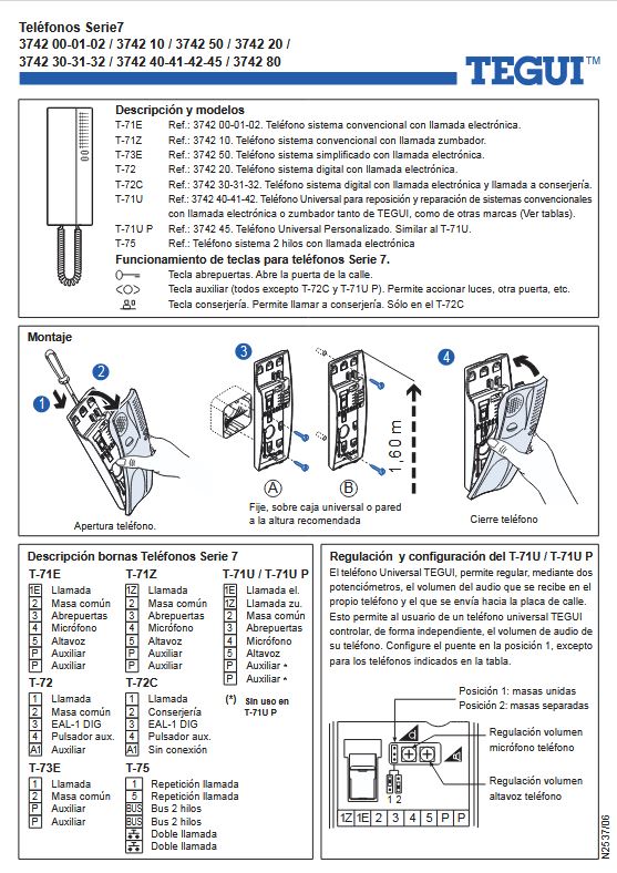Teléfono Digital T-72 Blanco Tegui 374220 - Sistema Teguibus