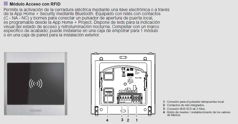 Módulo Acceso adicional  RFID para la placa L5000