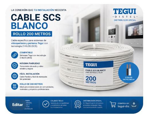 SCS-Kabel Weiß 200m Ungeschirmt Tegui – BTicino 336904