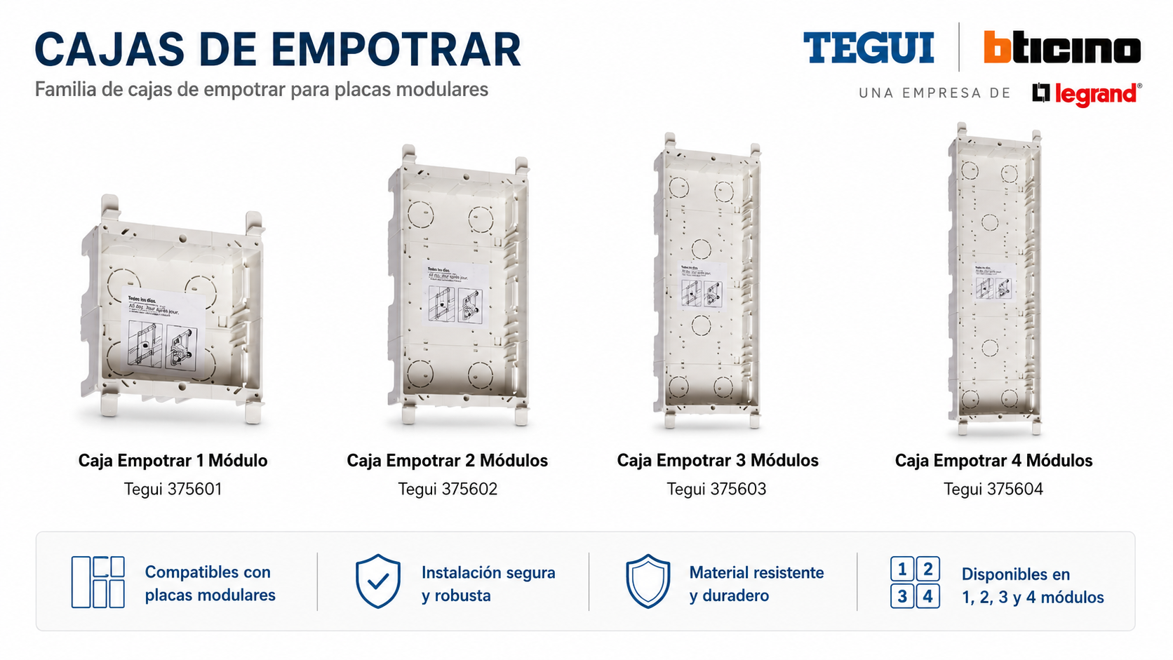 Caja de Empotrar 2 Módulos Tegui – Ref. 375602