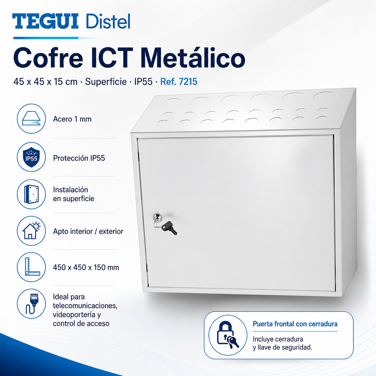 Cofre ICT Metálico Tegui 45x45x15 cm Superficie IP55 (Ref. 7215)