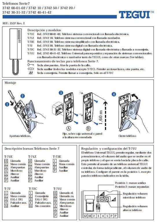 Teléfono T-71U Universal blanco Tegui 374240