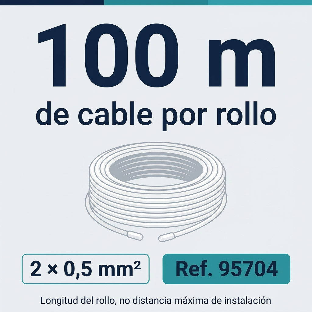Ilustración corregida del rollo de cable blanco de 100 metros